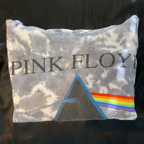 Pink Floyd Tie Dye Cropped Hoodie GrayWhite Size Large Used Excellent Condition - Picture 6 of 9